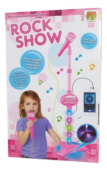 Microfone Infantil Pedestal Rock Show Meninas Toca Mp3 - Dm Toys Imagem de Microfone Infantil Pedestal Rock Show Meninas Toca Mp3