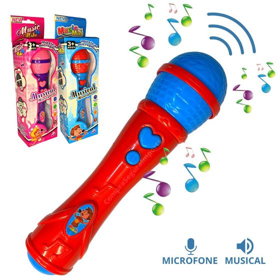 Imagem de Microfone Infantil Que Sai a Voz e Musical Brinquedo Karaoke Cantor Rock Pop Criança