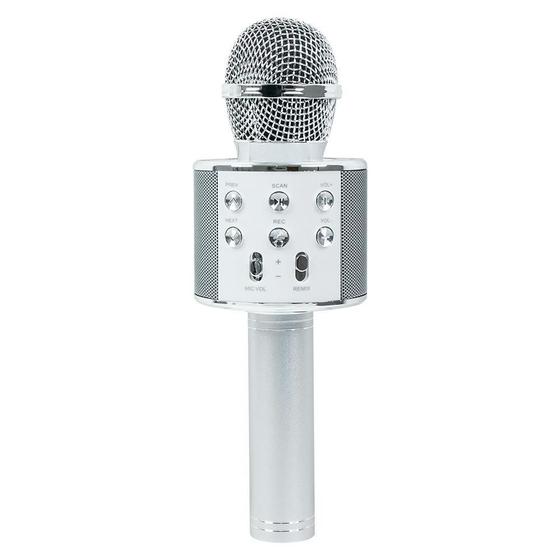 Imagem de Microfone Karaoke Bluetooth Sem Fio Recarregável - Prata