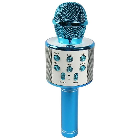 Imagem de Microfone Karaokê Infantil Ws858 Azul Sem Fio Com Bluetooth