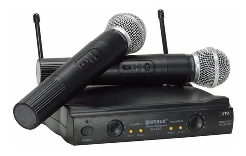 Imagem de Microfone Karaoke Profissional Sem Fio Duplo MC 806