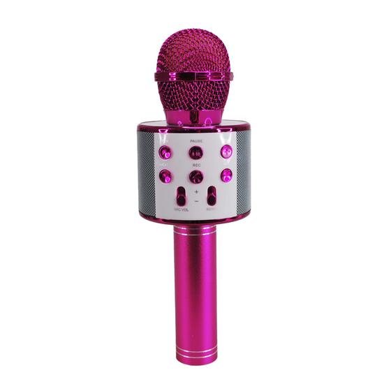 Imagem de Microfone Karaokê Rosa Bluetooth Sem Fio Repórter