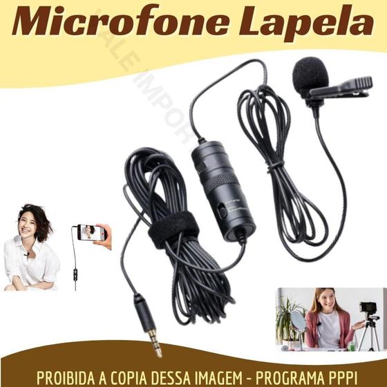 Imagem de Microfone Lapela Cabo com 6 Metros Celular Câmeras Notebooks - KNUP