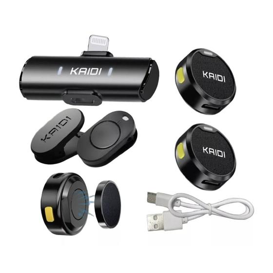 Imagem de Microfone Lapela Duplo Redondo Compatível com iPhones até o 14 Lightning