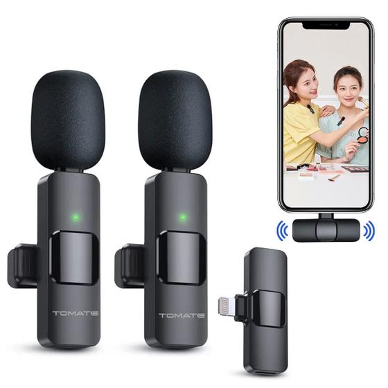 Imagem de Microfone Lapela Duplo Sem Fio Tomate Para Smartphone Brown