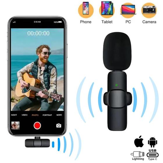 Imagem de Microfone Lapela Para Celular Bluetooth Wifi Sem Fio