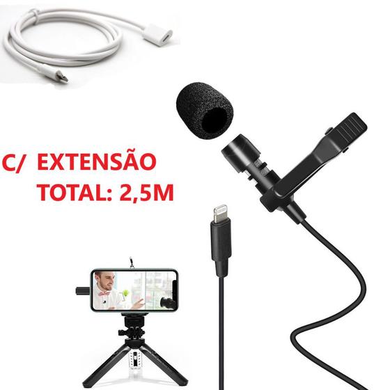 Imagem de Microfone Lapela para iPhone/iPad com Conector Lightning + Extensor 1m