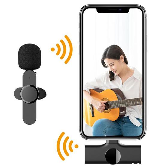 Imagem de Microfone Lapela Sem Fio Compatível Iphone e Android Tipo C Plug And Play