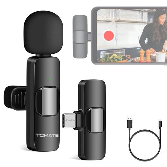 Imagem de Microfone Lapela Sem Fio conector USB-C para Celular Tomate