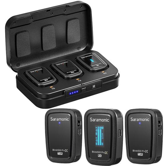 Imagem de Microfone Lapela Sem Fio Duplo Saramonic Para Câmeras, Computador e Smartphones - Blink500 ProX B2R