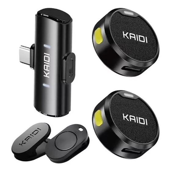 Imagem de Microfone Lapela Sem Fio Tipo C Duplo Redondo Micro Wireless