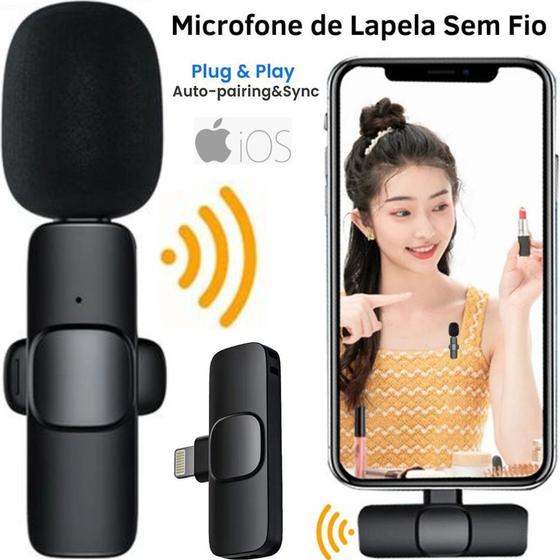 Imagem de Microfone Lapela Sem Fio Wireless Celular iPhone Lightining Gravação Vídeo Aula Review