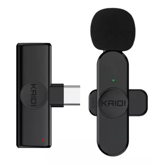 Imagem de Microfone Lapela Tipo C Kaidi Sem Fio Preto KMF5-C