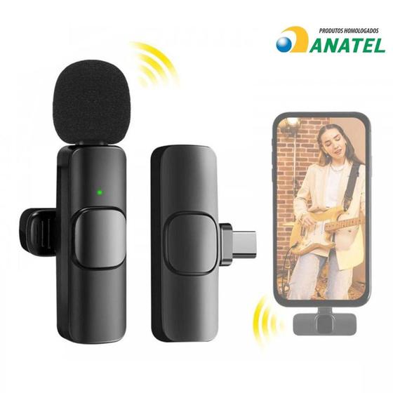 Imagem de Microfone Lapela Wireless Sem Fio Plug And Play Para Android Tipo-C - TOMATE