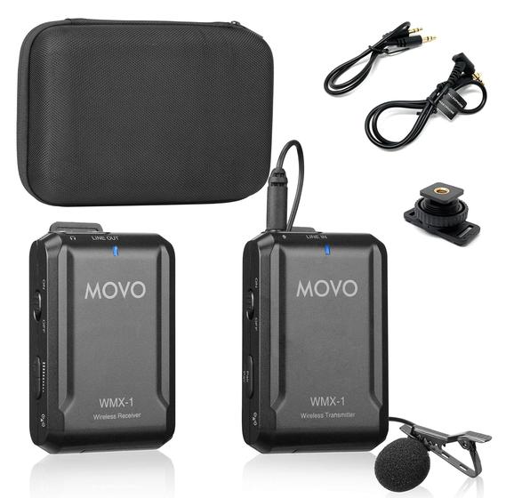 Imagem de Microfone Lavalier Sem Fio Movo WMX-1 para DSLR