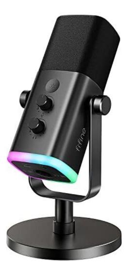Imagem de Microfone Led Rgb Fifine Xlr Dinâmico Cardioide Com Fio Cor Preto Am8
