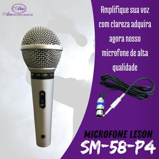 Imagem de  Microfone Leson SM58P4 Profissional Champanhe com Cabo 3 Metros