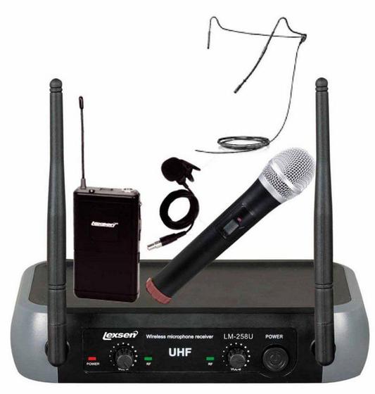 Imagem de Microfone Lexsen Sem Fio Duplo UHF LM-258U-Kit Headset Mão Lapela