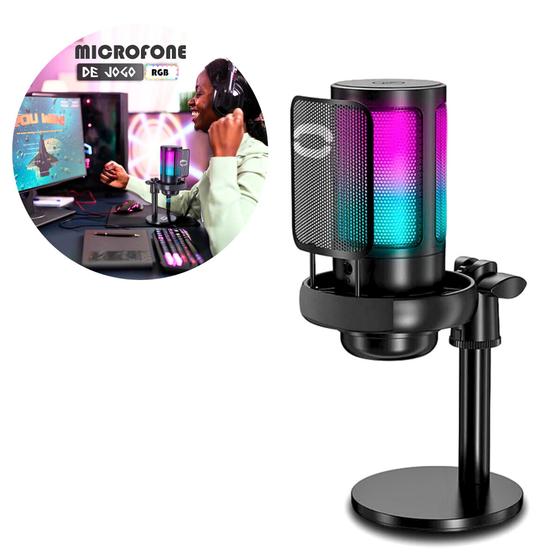Microfone Lives Gamer Profissional Podcast Alta Sensibilidade Rbg USB Menor preço em Microfone Lives Gamer Profissional Podcast Alta Sensibilidade Rbg USB