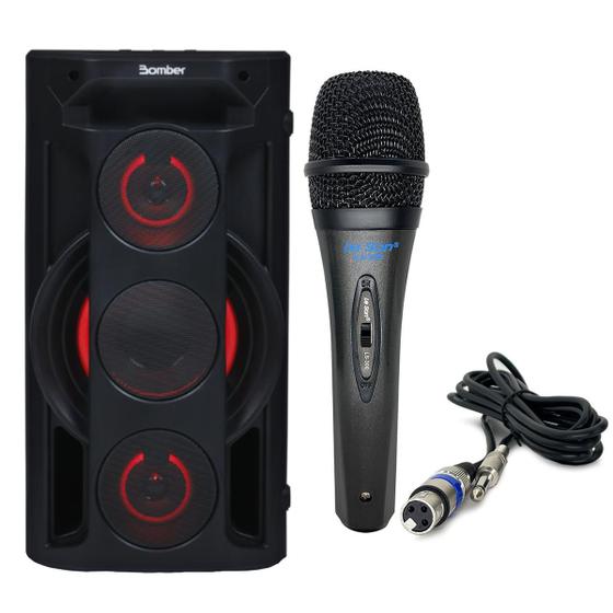 Imagem de Microfone LS300 Preto Profissional+Bomber Play 770 Caixa De Som 50W Portátil Alto Falante Bluetooth