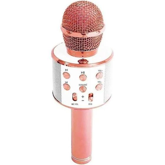 Imagem de Microfone Musical Karaokê Infantil Brinquedo Sem Fio com Bluetooth e Alto Falante Efeito Voz Modo Gravação Para Festa