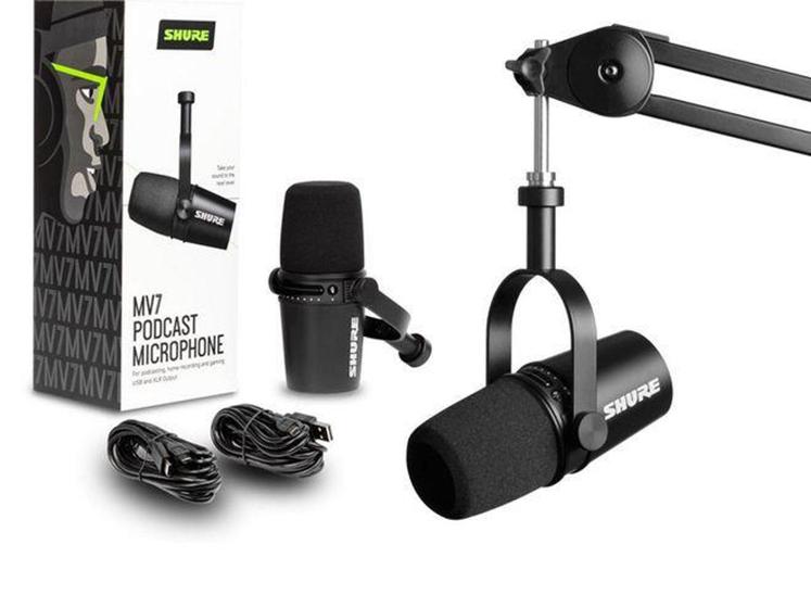 Microfone Para PodCast Shure MV7 K Menor preço em Microfone Para PodCast Shure MV7 K