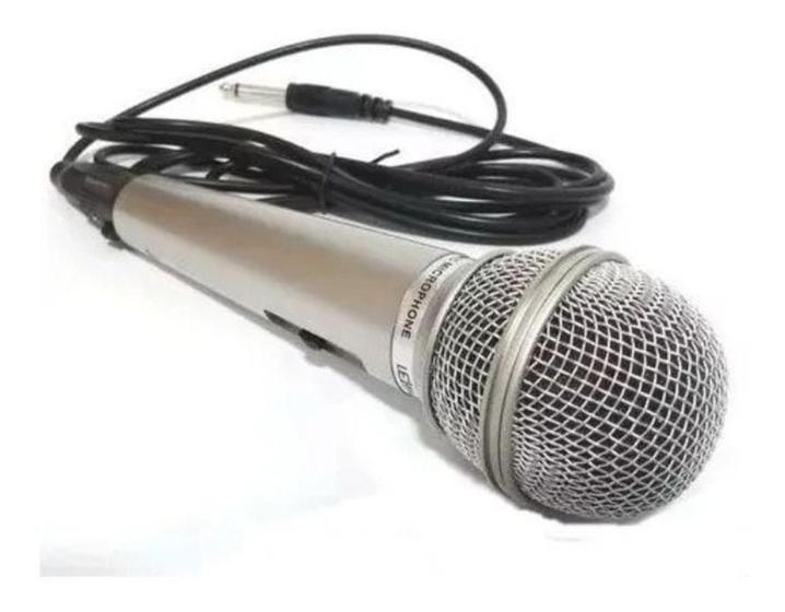 Imagem de Microfone Portátil Vocal Dinâmico para karaokê com Fio 2,5m - Lelong