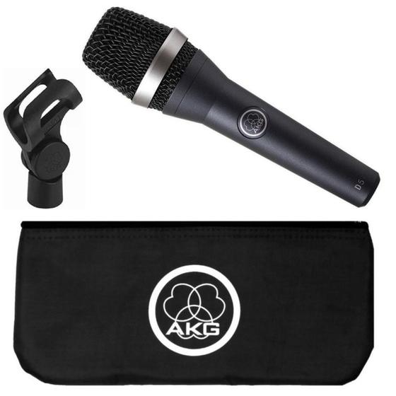 Imagem de Microfone Profissional AKG D5 Vocal Dinâmico Supercardioide de Mão com Adaptador para Pedestal