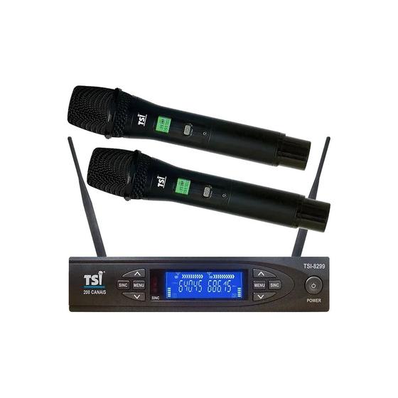 Imagem de Microfone Profissional de Mão Duplo Sem Fio TSI-8299-UHF - TSI