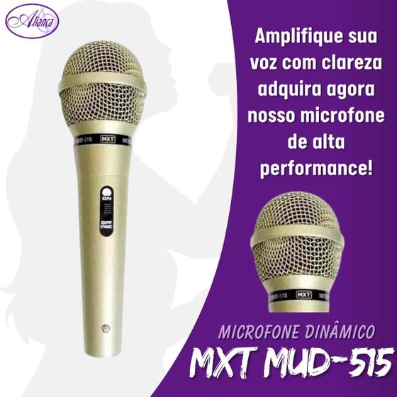 Imagem de Microfone Profissional Dinâmico MXT Mud-515 com Fio de 4.5 metros Cor Champanhe