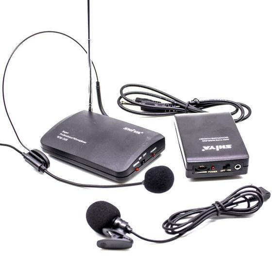 Imagem de Microfone Profissional Duplo Sem Fio Lapela Headset Homologa