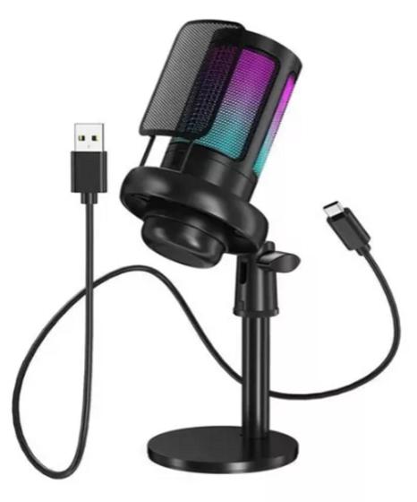 Microfone Profissional Gamer Led Rgb Alta Sensibilidade Usb Menor preço em Microfone Profissional Gamer Led Rgb Alta Sensibilidade Usb