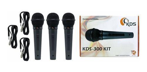 Imagem de Microfone Profissional Kadosh Kds 300 Kit Com 3 + Cabos Nfe