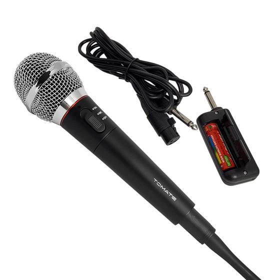 Imagem de Microfone Profissional sem Fio e com Fio 2 em 1 Tomate