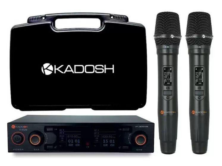 Imagem de Microfone Profissional Sem Fio Kadosh Duplo K502M com Bateria Recarregável