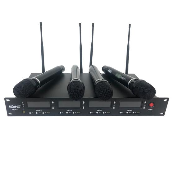 Imagem de Microfone Profissional Sem Fio Uhf Wirelees 4 Bastões Le-912