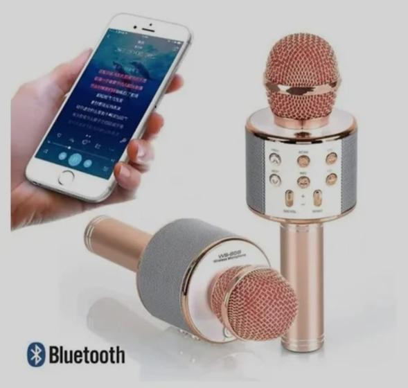 Imagem de Microfone Sem Fio Bluetooth Karaoke Conexão Celular Cor Rosê