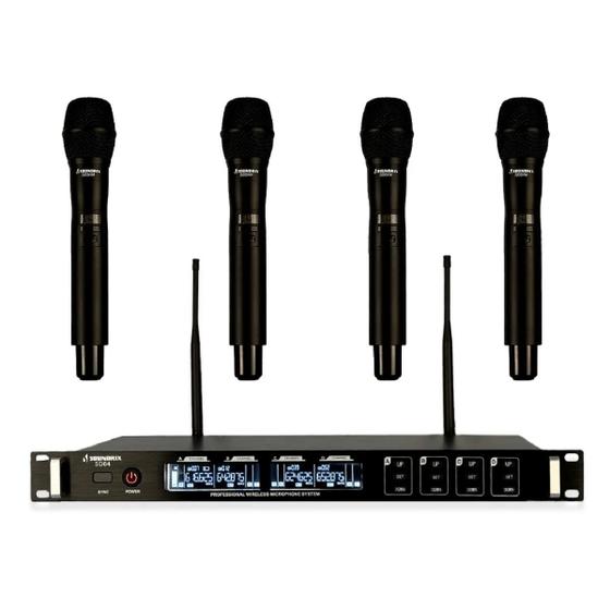 Imagem de Microfone Sem Fio Com 4 Microfones de Mão SD-64 M - Soundrix