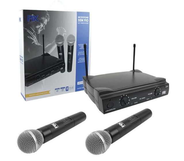 Imagem de Microfone sem fio com receptor e 2 microfones = bastão 554,00 a 585,70 mhz