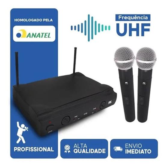 Imagem de Microfone sem fio com receptor e 2 microfones bastao pix