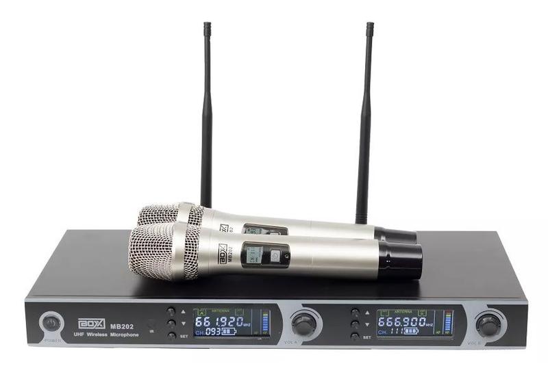 Imagem de Microfone Sem Fio Duplo Boxx MB202 Uhf Profissional 200 Canais