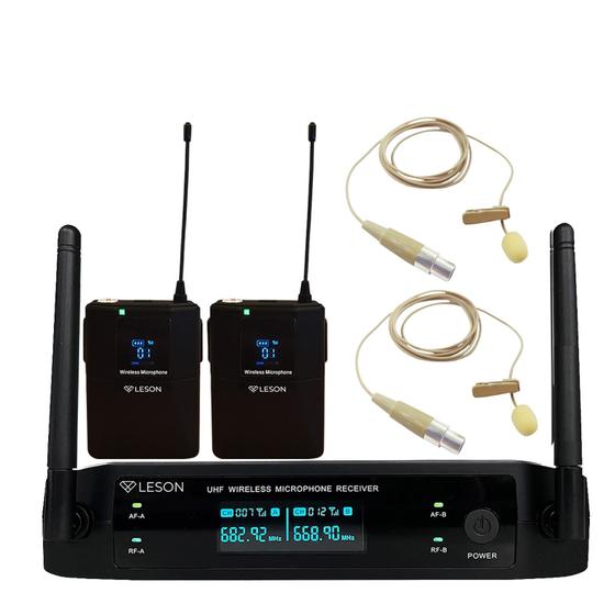 Imagem de Microfone Sem Fio Duplo de Lapela Bege LS-962 - Leson