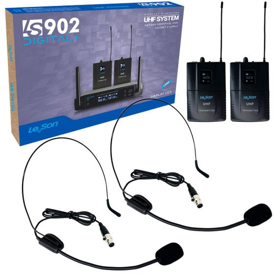 Imagem de Microfone Sem Fio Duplo Headset Bodypack Digital Le Son LS-902 HD-750D+ Preto