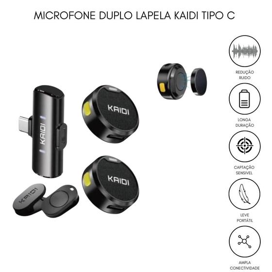 Imagem de Microfone Sem Fio Duplo Lapela Lançamento Profissional Android tipo C KAIDI
