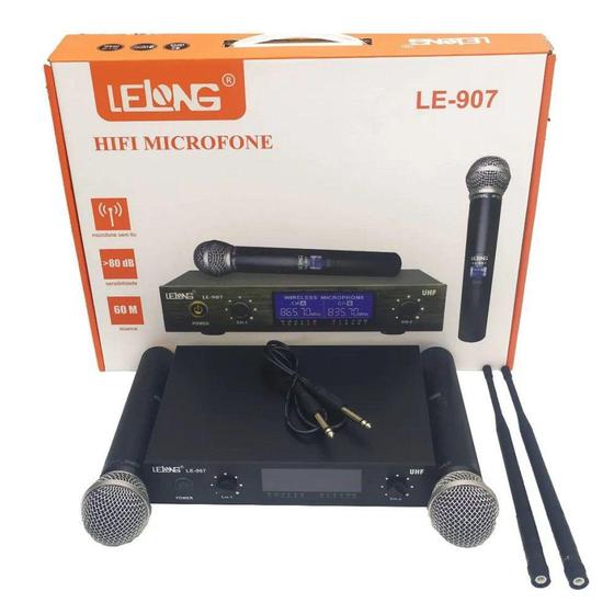 Imagem de Microfone Sem Fio Duplo Lelong Le-907 Digital Uhf
