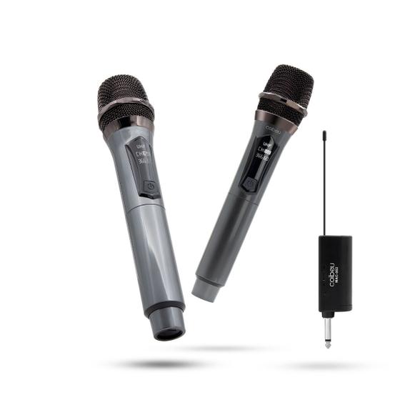 Imagem de Microfone Sem Fio Duplo Profissional Dinâmico Alta Qualidade Recarregável com Excelência sonora