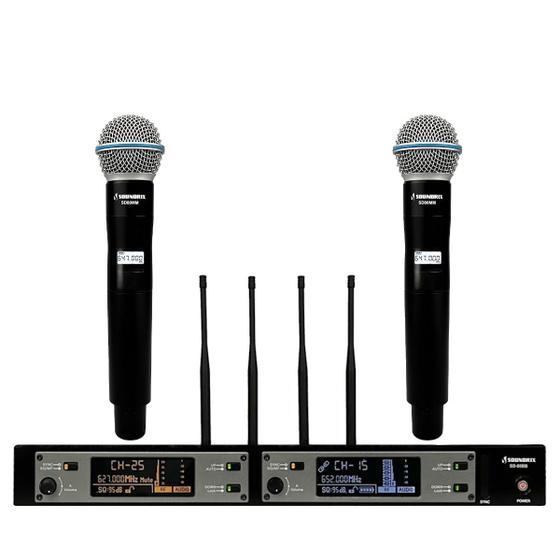 Imagem de Microfone Sem Fio Duplo Profissional Mão UHF SD-80 MM - Soundrix