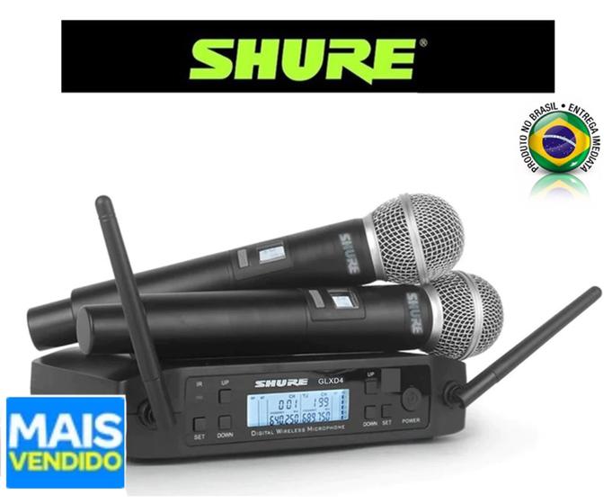 Imagem de microfone sem fio duplo profissional marca shure