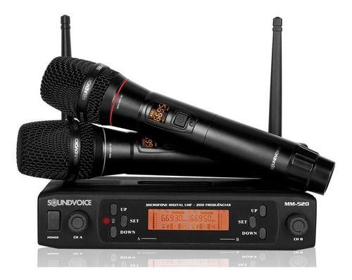 Imagem de Microfone Sem Fio Duplo Soundvoice Mm-520sf Cor Preto