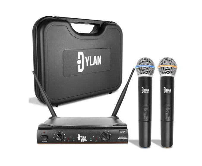 6 - Microfone Sem Fio Duplo UHF Dylan DW-602